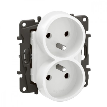 Legrand - Двоен домашен контакт без рамка 250 V/16 A NILOE бял