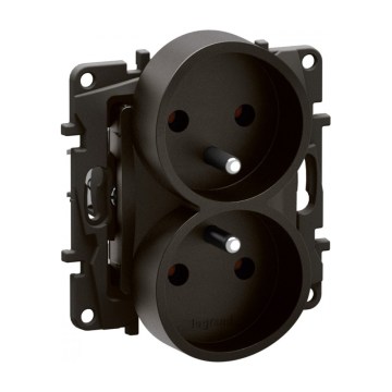 Legrand - Двоен домашен контакт без рамка 250V/16A NILOE черен