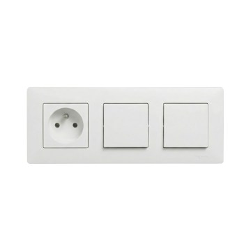 Legrand - Двоен еднополюсен ключ № 1 и битов контакт с рамка NILOE STEP 250V бял