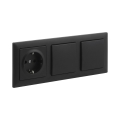 Legrand - Двоен еднополюсен ключ № 1 и домашен контакт SCHUKO с рамка SUNO 250V черен