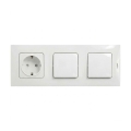 Legrand - Двоен еднополюсен ключ № 1 и домашна SCHUKO розетка с рамка NILOE 250V в бял цвят