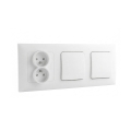 Legrand - Двоен еднополюсен ключ № 1 и двойна домашна розетка с рамка NILOE 250V бяла