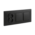 Legrand - Двоен еднополюсен ключ № 1 и двойна домашна розетка с рамка NILOE STEP 250V, черна