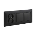 Legrand - Двоен еднополюсен ключ № 1 и двойна розетка с рамка NILOE 250V черна