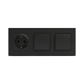 Legrand - Двоен еднополюсен ключ №1 и битов SCHUKO контакт с рамка NELOE STEP 250V, черен