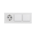 Legrand - Двоен еднополюсен ключ №1 и домашна SCHUKO розетка с рамка NILOE STEP 250V бяла