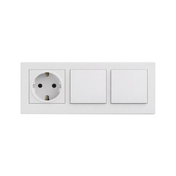 Legrand - Двоен еднополюсен ключ №1 и домашна SCHUKO розетка с рамка NILOE STEP 250V бяла