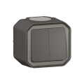 Legrand - Двоен стълбищен ключ бр. 6+6 PLEXO IP55 антрацит