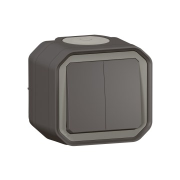 Legrand - Двоен стълбищен ключ бр. 6+6 PLEXO IP55 антрацит