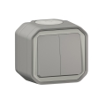 Legrand - Двоен стълбищен ключ № 6+6 PLEXO IP55 сив