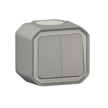 Legrand - Двоен стълбищен ключ № 6+6 PLEXO IP55 сив