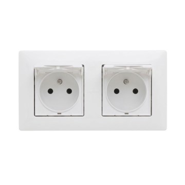 Legrand - Двоен външен домашен контакт с рамка NILOE STEP 250V IP44 бял