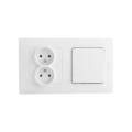 Legrand - Двоен контакт за дома и еднополюсен ключ № 1 с рамка NILOE STEP 250V в бяло