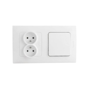 Legrand - Двоен контакт за дома и еднополюсен ключ № 1 с рамка NILOE STEP 250V в бяло