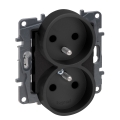 Legrand - Двойна безрамкова домашна розетка 250V/16A NILOE STEP черна