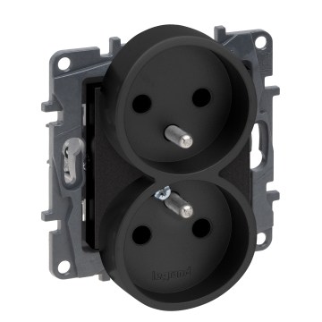 Legrand - Двойна безрамкова домашна розетка 250V/16A NILOE STEP черна