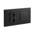 Legrand - Двойна битова розетка и еднополюсен ключ с рамка NILOE STEP 250V черен