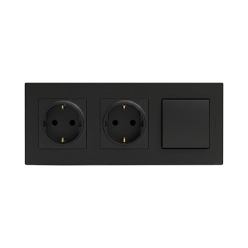 Legrand - Двойна битова SCHUKO розетка и еднополюсен ключ № 1 NILOE STEP 250V черен