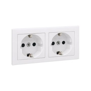 Legrand - Двойна битова SCHUKO розетка с рамка SUNO 250V бяла