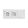 Legrand - Двойна битова SCHUKO контактна розетка и еднополюсен ключ № 1 с рамка NILOE STEP 250V бяла