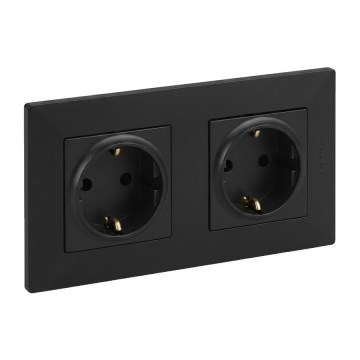Legrand - Двойна битова SCHUKO контактна розетка NILOE STEP 250V черна