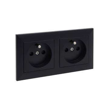 Legrand - Двойна битова контактна розетка с рамка SUNO 250V черна