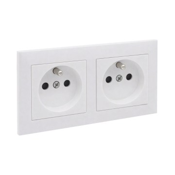 Legrand - Двойна бяла домашна розетка с рамка SUNO 250V