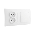 Legrand - Двойна домашна електрическа розетка и еднополюсен ключ № 1 с рамка NILOE 250V бяла