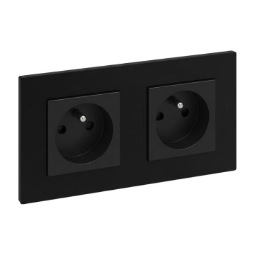 Legrand - Двойна домашна електрическа розетка с рамка NILOE STEP 250V черна