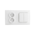 Legrand - Двойна домашна розетка и двоен серийен ключ № 5 с рамка NILOE STEP 250V бяла