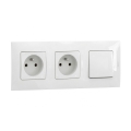 Legrand - Двойна домашна розетка и еднополюсен ключ № 1 с рамка NILOE 250V в бял цвят