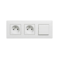 Legrand - Двойна домашна розетка и еднополюсен ключ № 1 с рамка NILOE STEP 250V бяла