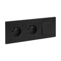 Legrand - Двойна домашна розетка и еднополюсен ключ № 1 с рамка NILOE STEP 250V черна