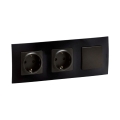 Legrand - Двойна домашна SCHUKO розетка и еднополюсен ключ № 1 с рамка NILOE 250V черна