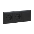 Legrand - Двойна домашна контактна розетка и еднополюсен ключ № 1 с рамка SUNO 250V, черен