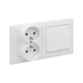 Legrand - Двойна домакинска розетка и еднополюсен ключ № 1 с рамка SUNO 250V бяла