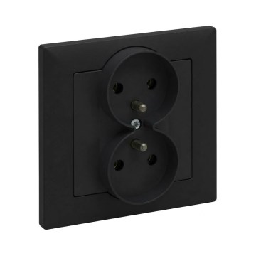 Legrand - Двойна домакинска розетка с рамка SUNO 250V черна