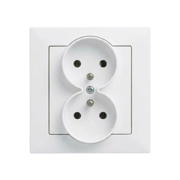 Legrand - Двойна стенна розетка с рамка SUNO 250V бяла
