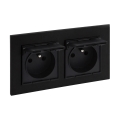 Legrand - Двойна външна битова розетка с рамка NILOE STEP 250V IP44 черна