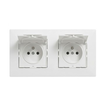 Legrand - Двойна външна домашна розетка с рамка NILOE STEP 250V IP44 бяла