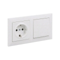 Legrand - Еднополюсен ключ № 1 и битов контакт SCHUKO с рамка SUNO 250V бял