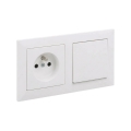 Legrand - Еднополюсен ключ № 1 и домашна розетка с рамка SUNO 250 V в бял цвят