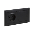 Legrand - Електрическа розетка SCHUKO и еднополюсен ключ № 1 с рамка SUNO 250V черен