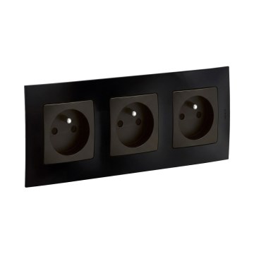 Legrand - Тройна домашна розетка с рамка NILOE 250V черна