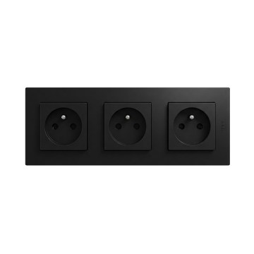 Legrand - Тройна домашна розетка с рамка NILOE STEP 250V черна