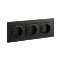 Legrand - Тройна домашна SCHUKO розетка NILOE STEP 250V черна
