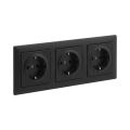 Legrand - Тройна домашна SCHUKO розетка с рамка SUNO 250V черна