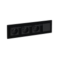 Legrand - Тройна домашна контактна розетка и еднополюсен ключ № 1 с рамка NILOE STEP 250V черна