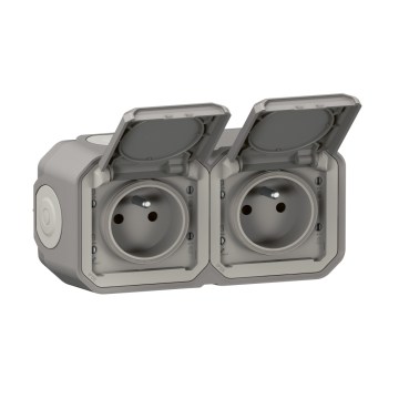 Legrand - Външна двойна розетка PLEXO 250V IP55 сива