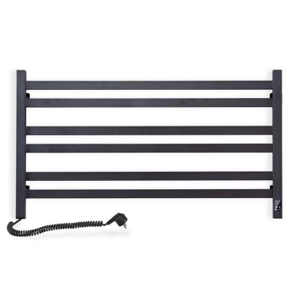 Лира за баня с термостат AVANGARD 316W/230V 50,6 cm IP44, черна, лява, с квадратни профили